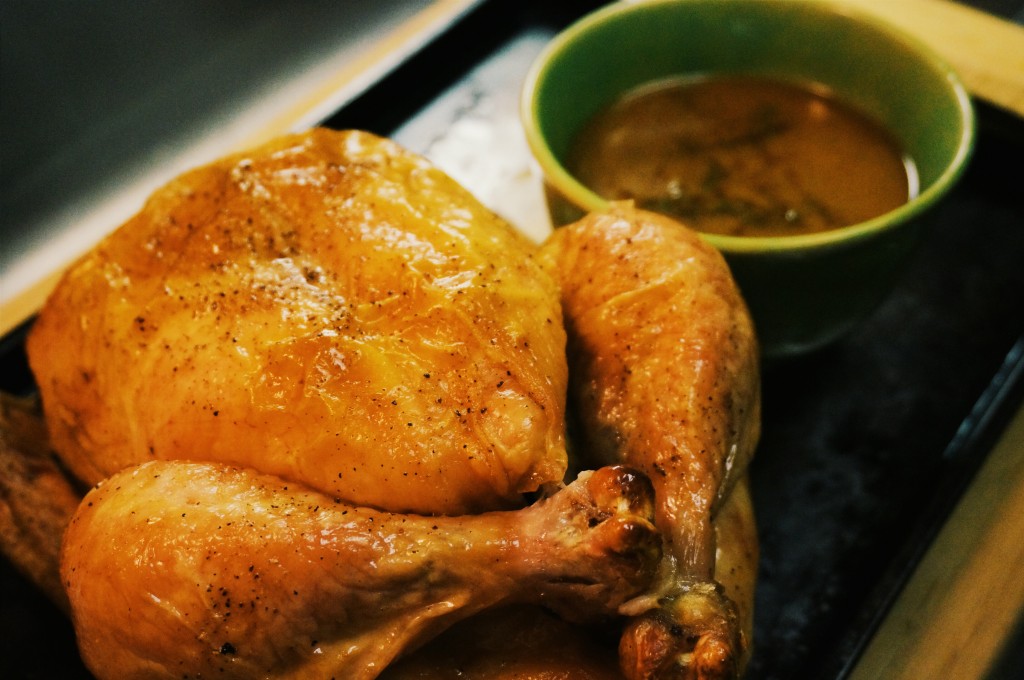 Roasted Chicken with Pumpkin Ale Pan Sauce